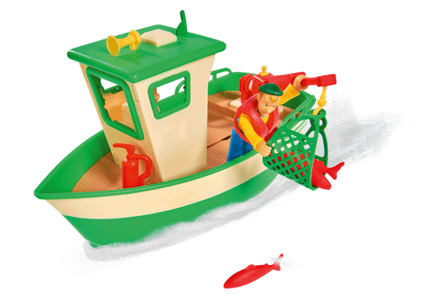 لعبة قارب صيد مع شخصية سام رجل الإطفاء Sam Charlies Fishing Boat and Figurine - Simba
