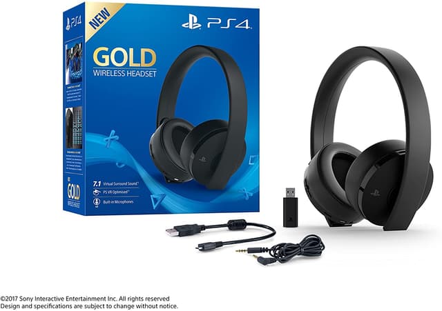 سماعات رأس بلوتوث اسود  سوني جولد ps4 sony gold wireless headset  black