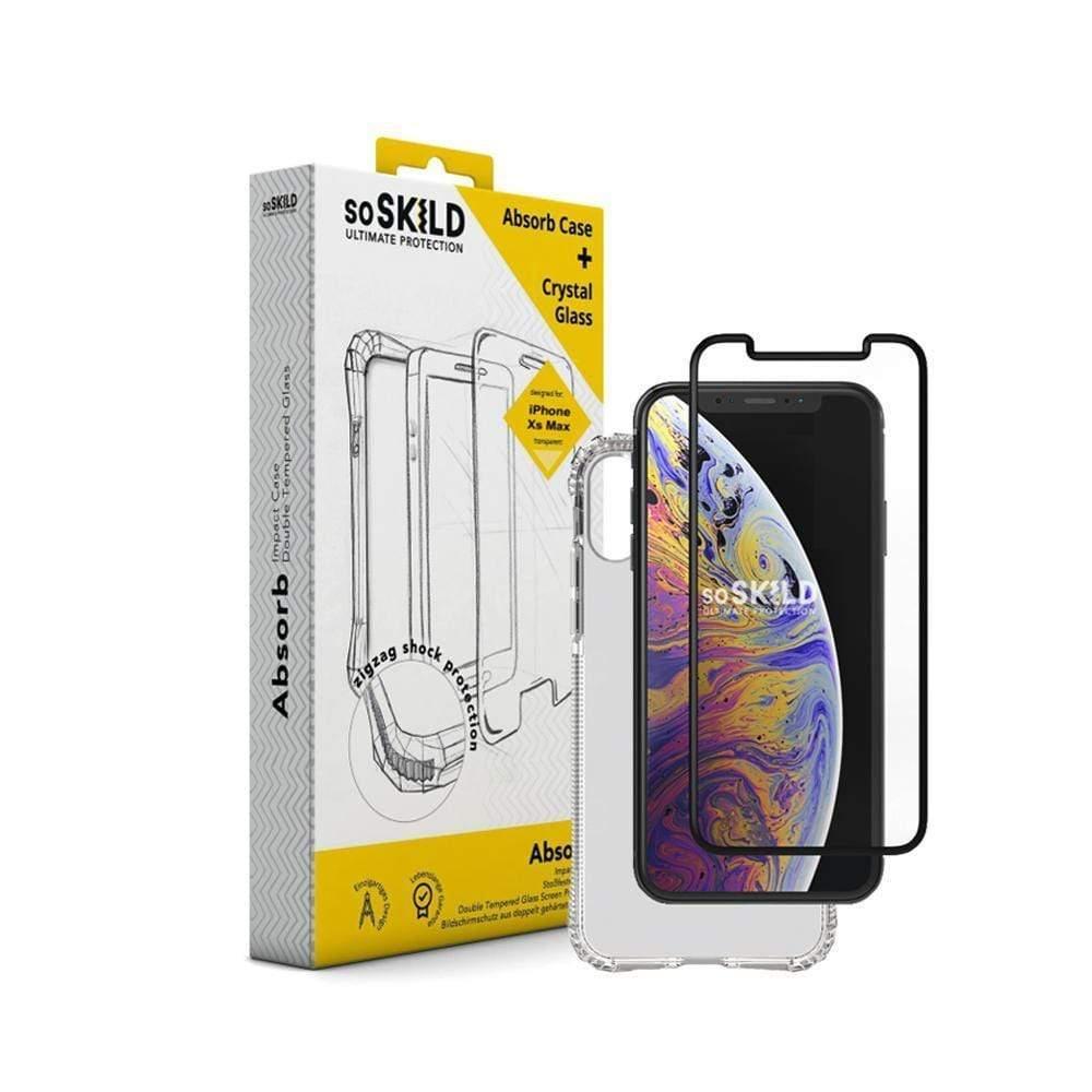 soskild iphone xs max absorb impact case transparent tempered glass screen protector