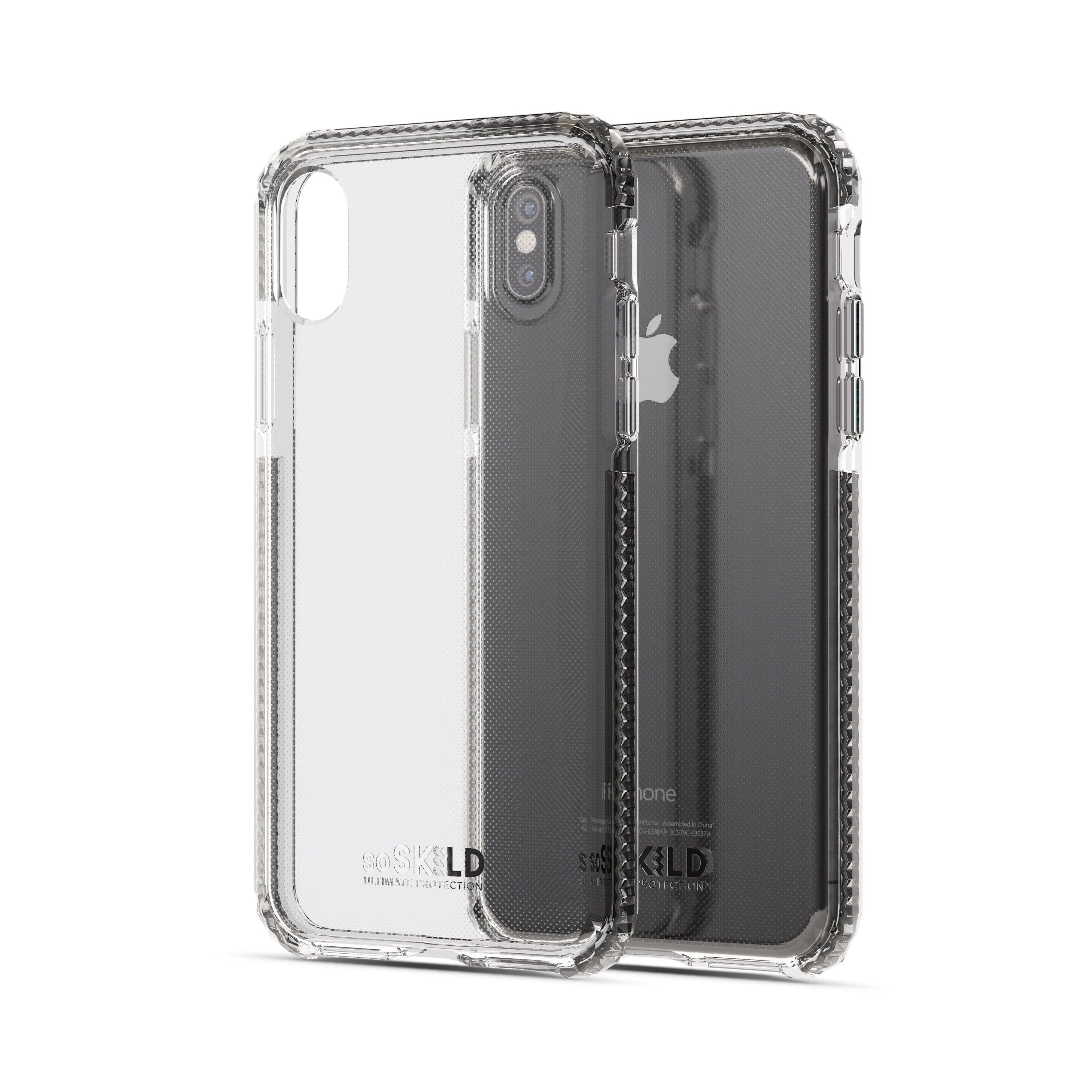 كفر جماية آيفون مع لاصقة حماية الشاشة - شفاف SO SKILD iPhone XS/X Defend Heavy Impact Case and Tempered Glass Screen Protector