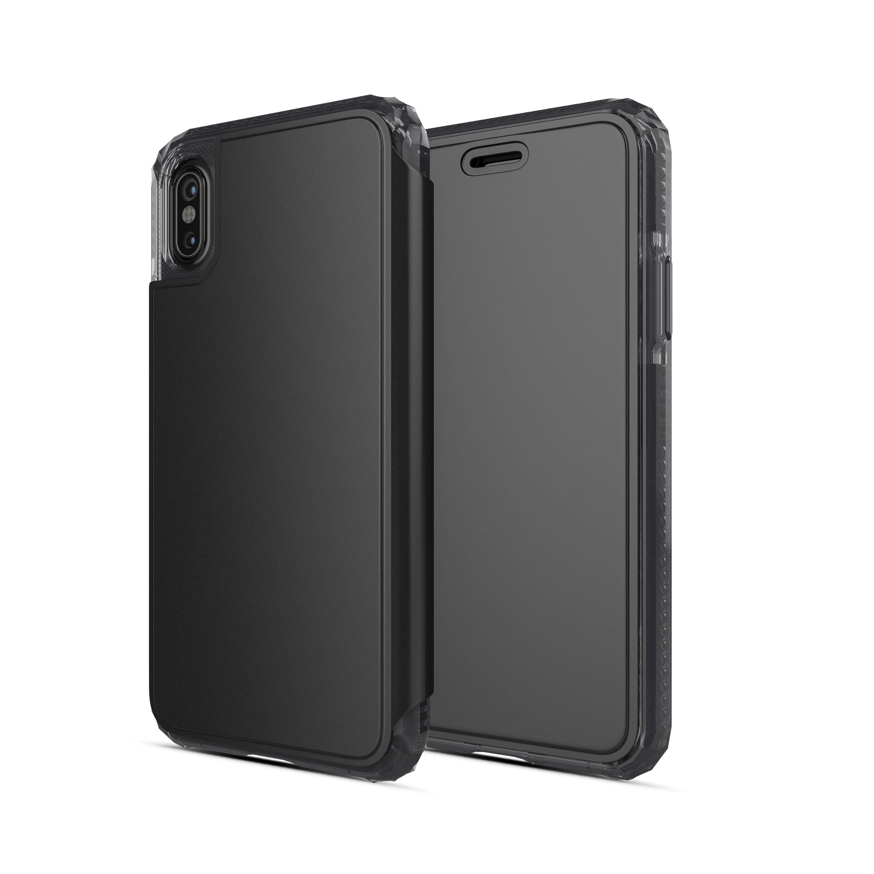 كفر دفتر آيفون مع لاصقة حماية الشاشة SO SKILD iPhone XS Max Defend Wallet Impact Case and Tempered Glass Screen Protector