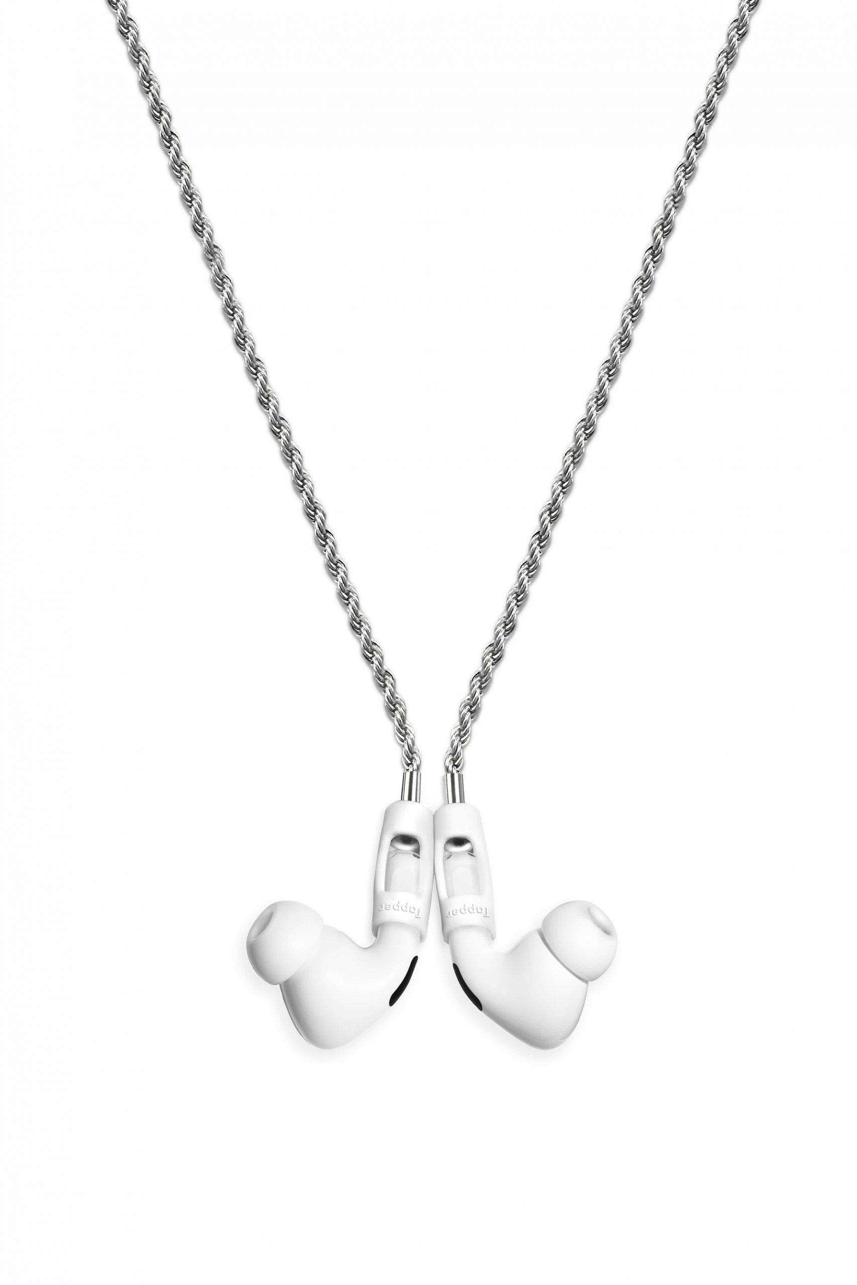 tapper airpod airpod pro strap 925 siver plated rope chain with magnetic locks swedish design compatible with airpods and airpods pro silver