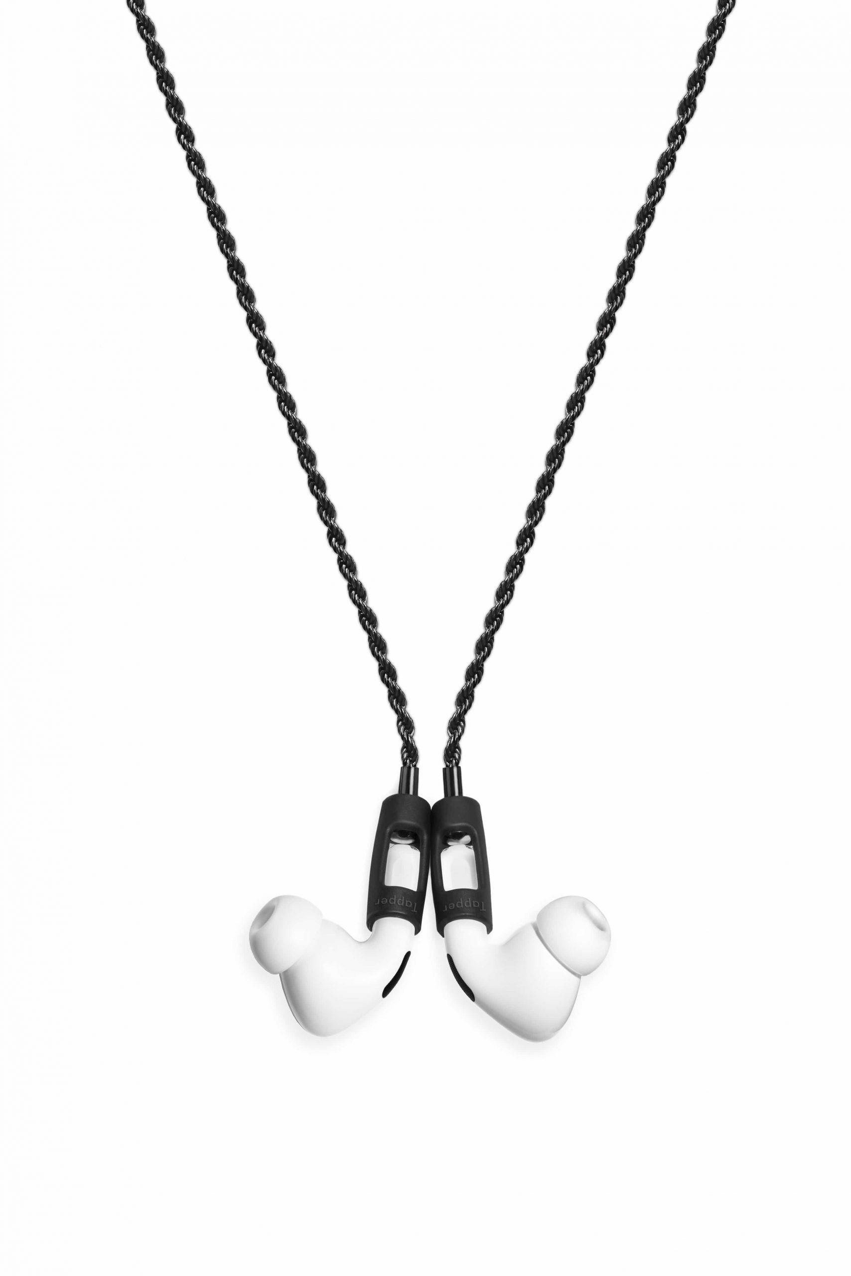 tapper airpod airpod pro strap hematite black plated rope chain with magnetic locks swedish design compatible with airpods and airpods pro black