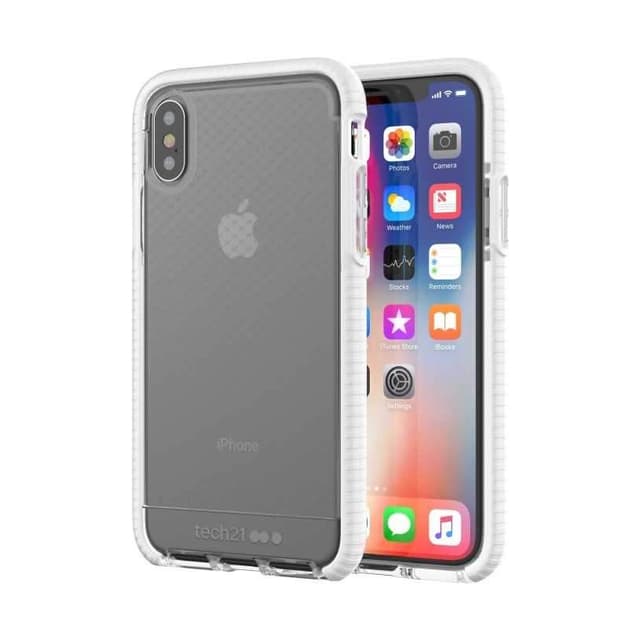 كفر ايفون اكس تيك 21 شفاف وأبيض Tech21 Evo Check Back Case for iPhone X 