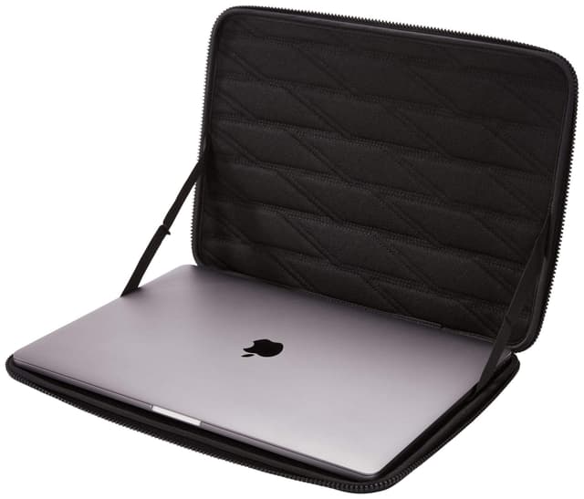 thule gauntlet 4 macbook pro 16 sleeve rugged protection shock absorbing polyurethane case premium quality easy to carry for apple macbook pro 16 15 and simiar sized pc laptops black
