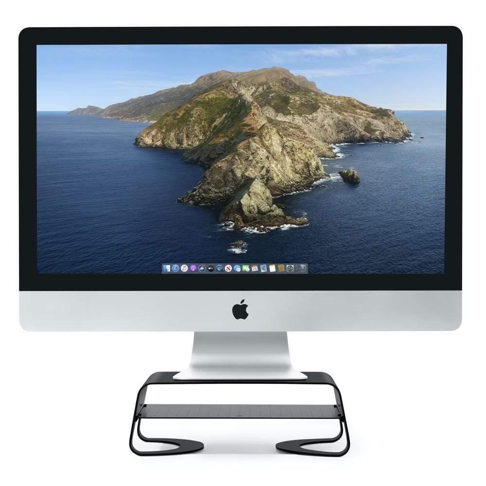 twelve south curve riser monitor stand ergonomic desktop stand with storage shelf for apple imac imac pro display monitors w 10 base matte black