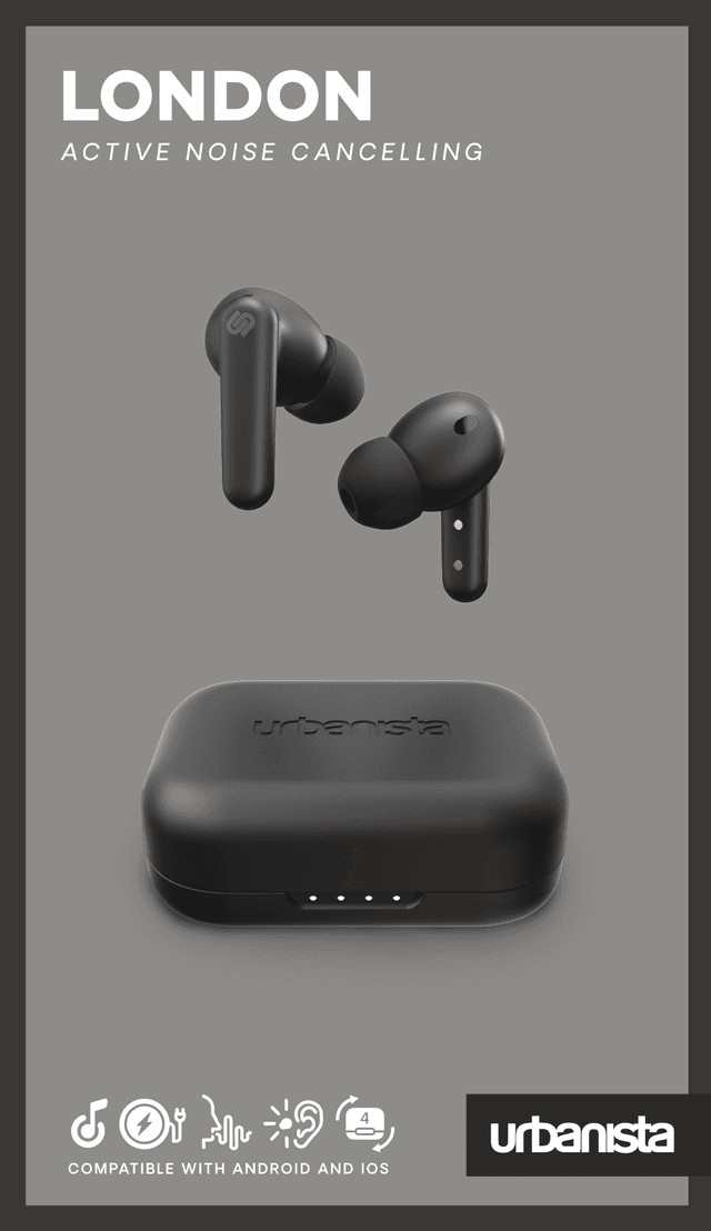 سماعة أذن لاسلكية Urbanista LONDON Active Noise Cancelling True Wireless Earphone – أسود