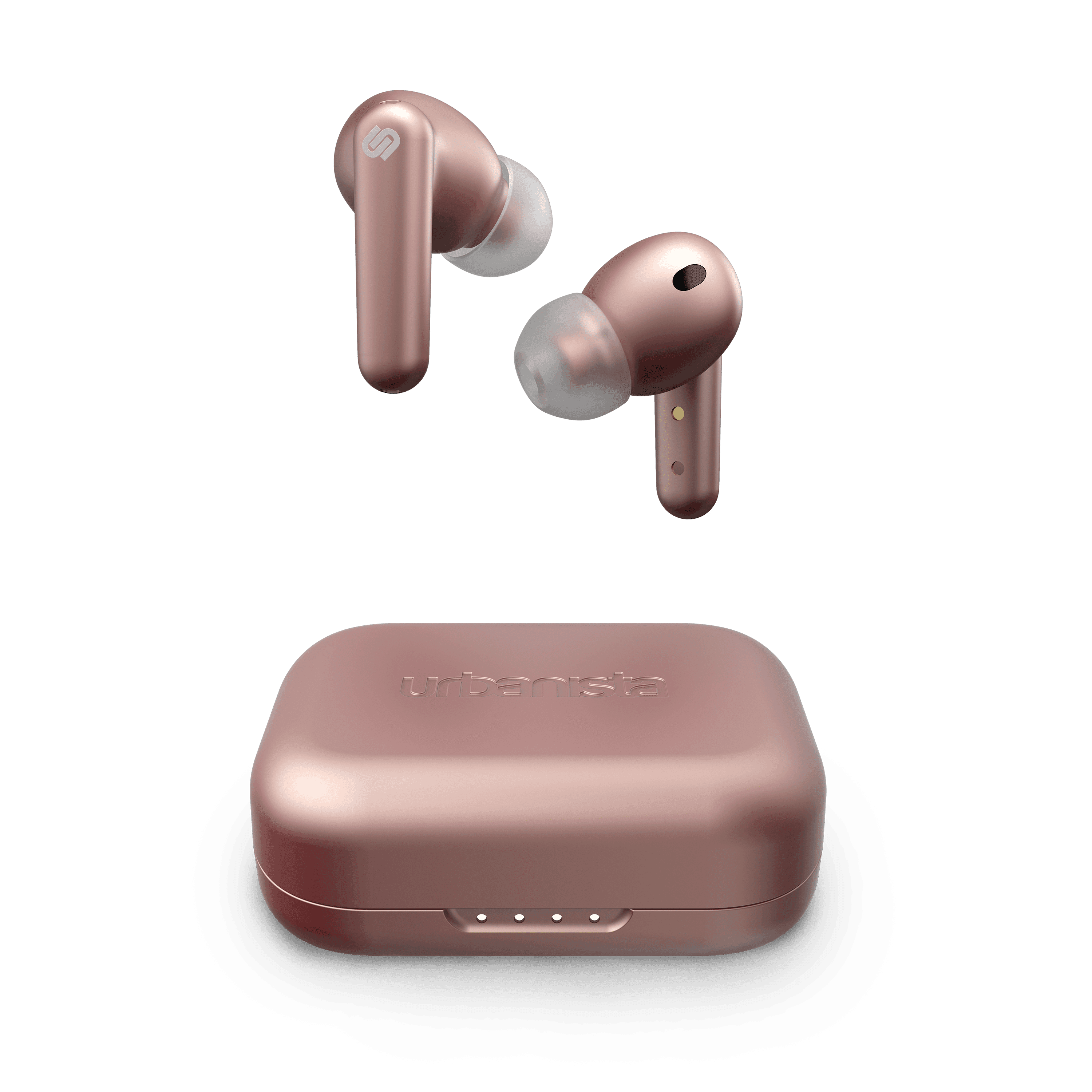 urbanista london active noise cancelling true wireless earphone bluetooth 5 0 25hr battery life touch control in ear detection wireless charging for smartphones tablets pcs laptops pink