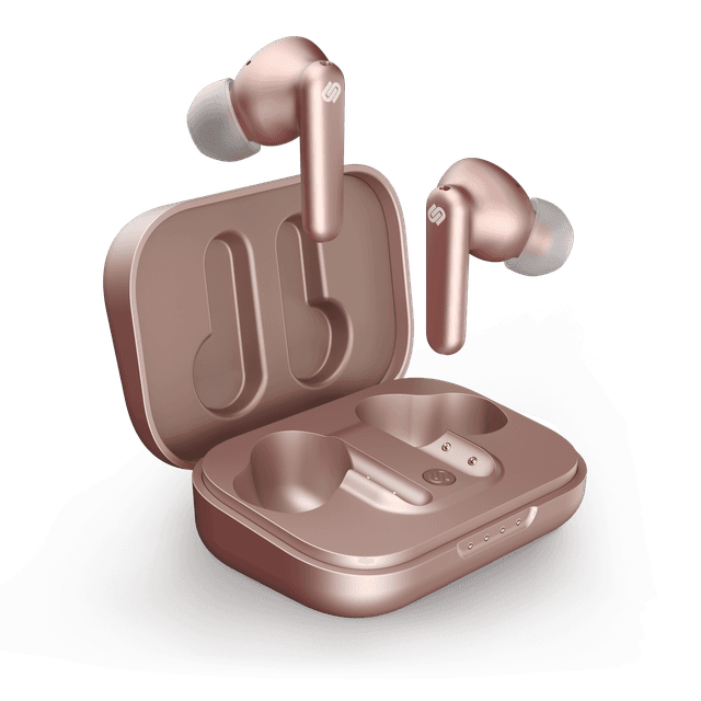 urbanista london active noise cancelling true wireless earphone bluetooth 5 0 25hr battery life touch control in ear detection wireless charging for smartphones tablets pcs laptops pink