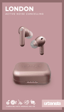 urbanista london active noise cancelling true wireless earphone bluetooth 5 0 25hr battery life touch control in ear detection wireless charging for smartphones tablets pcs laptops pink