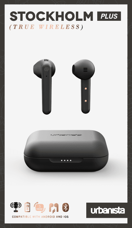 سماعات أذن لاسلكية Urbanista STOCKHOLM PLUS True Wireless Earphone  - أسود