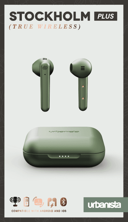 سماعات أذن لاسلكية Urbanista STOCKHOLM PLUS True Wireless Earphone  - أخضر