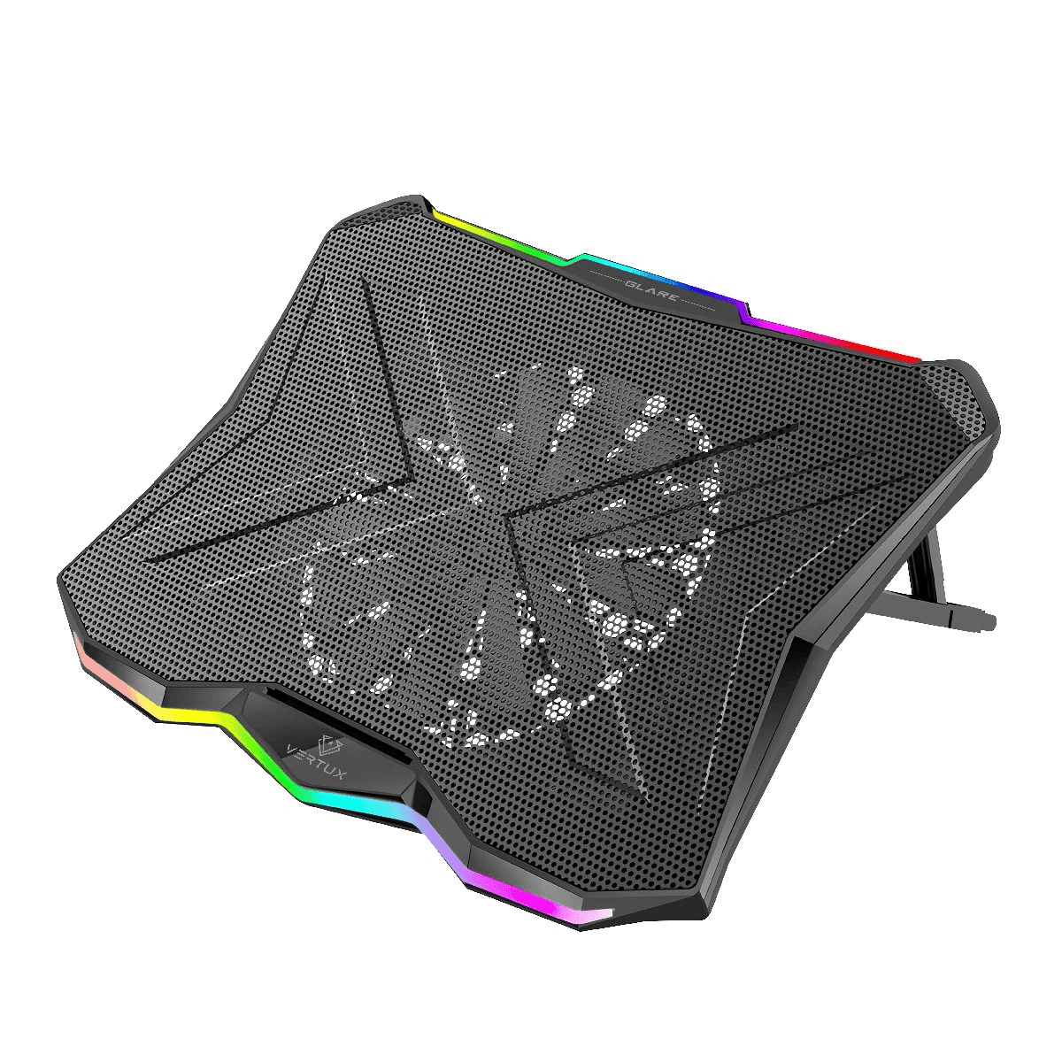 vertux Quite Cooling Laptop Pad With Rainbow LED Light Black