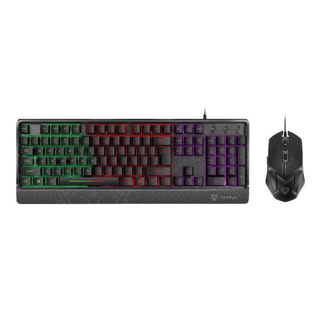 ماوس وكيبورد قيمنق سلكية مع إضاءة فيرتوكس Vertux lighting Wired Gaming Keyboard & Mouse