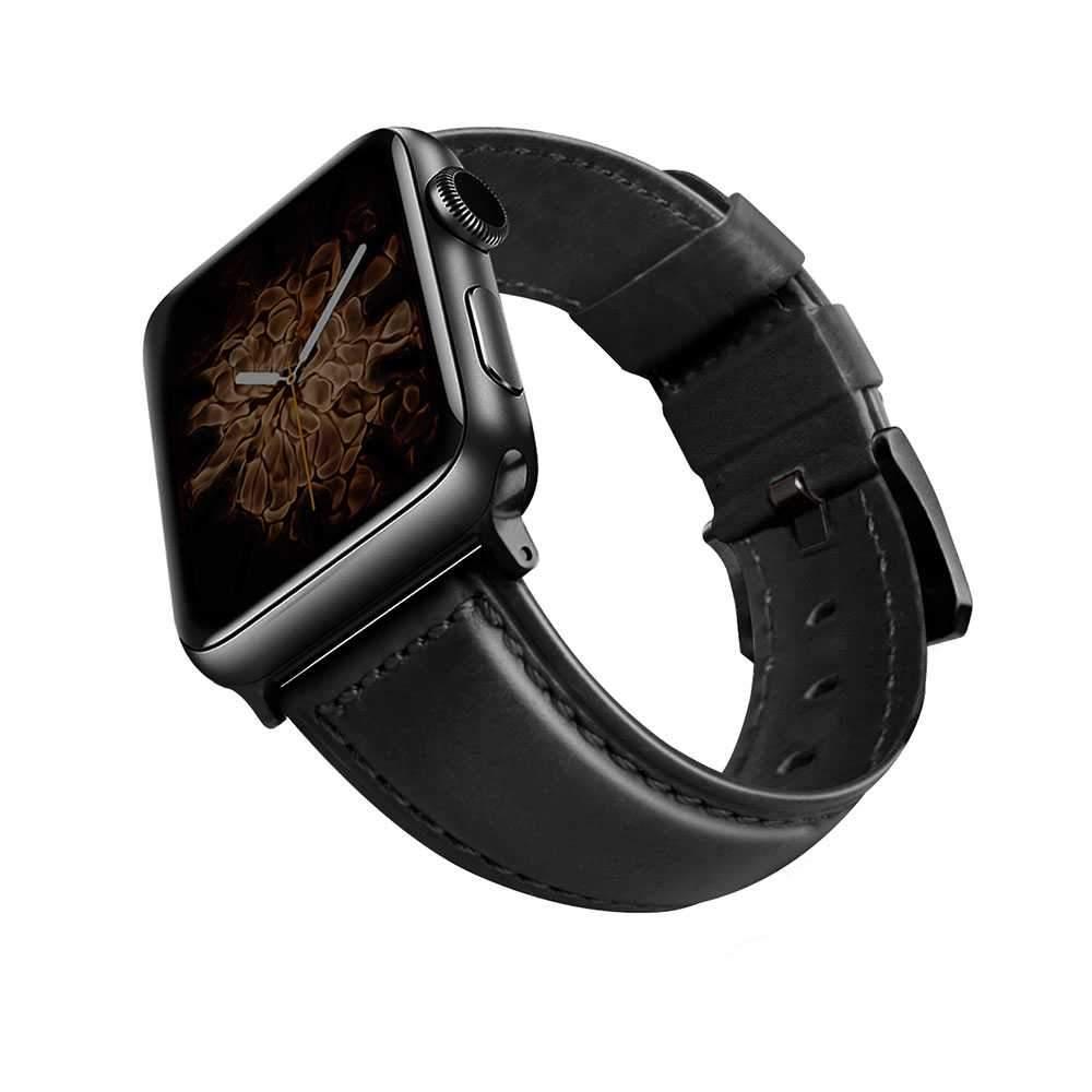 viva madrid montre cordovan leather strap for apple watch 42 44mm black black