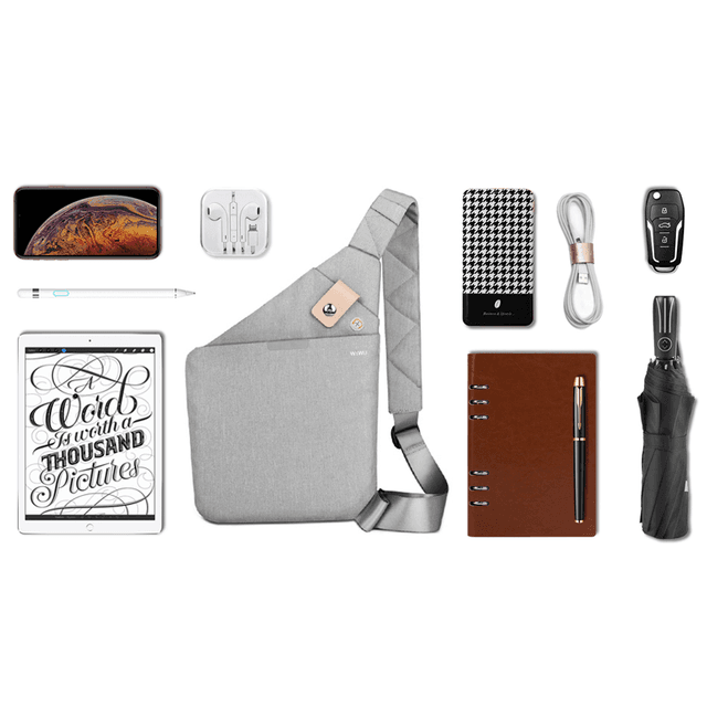 الحقيبة المحمولة المقاومة للبلل WIWU CROSS BODY BAG WATER RESISTANT (34*25.5*1.5CM) - GRAY