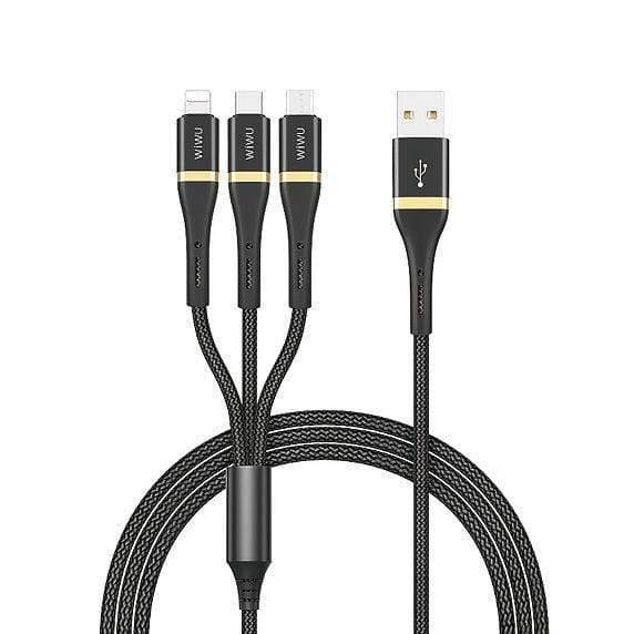 WIWU ELITE DATA CABLE ED-104 3A LIGHTNING+TYPE-C+MICRO 1.2M - BLACK