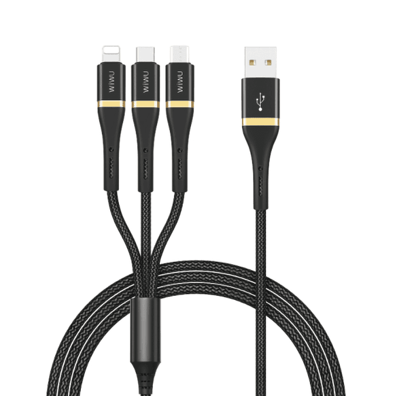 wiwu elite data cable ed 104 3a lightning type c micro 1 2m black