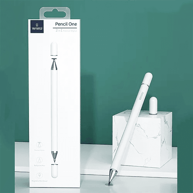قلم اللمس مع غطاء مغناطيسي WIWU PENCIL ONE 2 IN 1 PASSIVE STYLUS WITH MAGNETIC COVER - WHITE