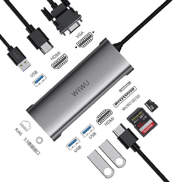 wiwu alpha 11 in 1 usb c hub a11312h gray