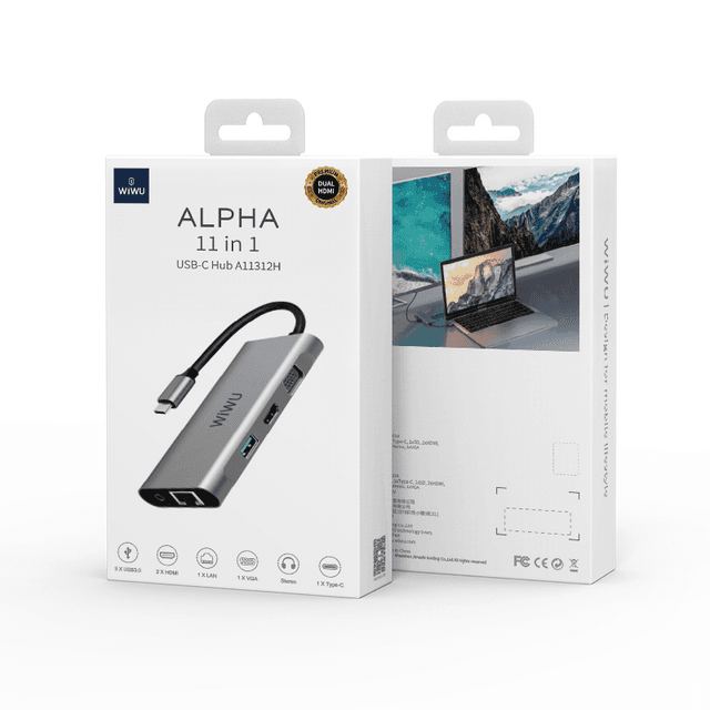 wiwu alpha 11 in 1 usb c hub a11312h gray
