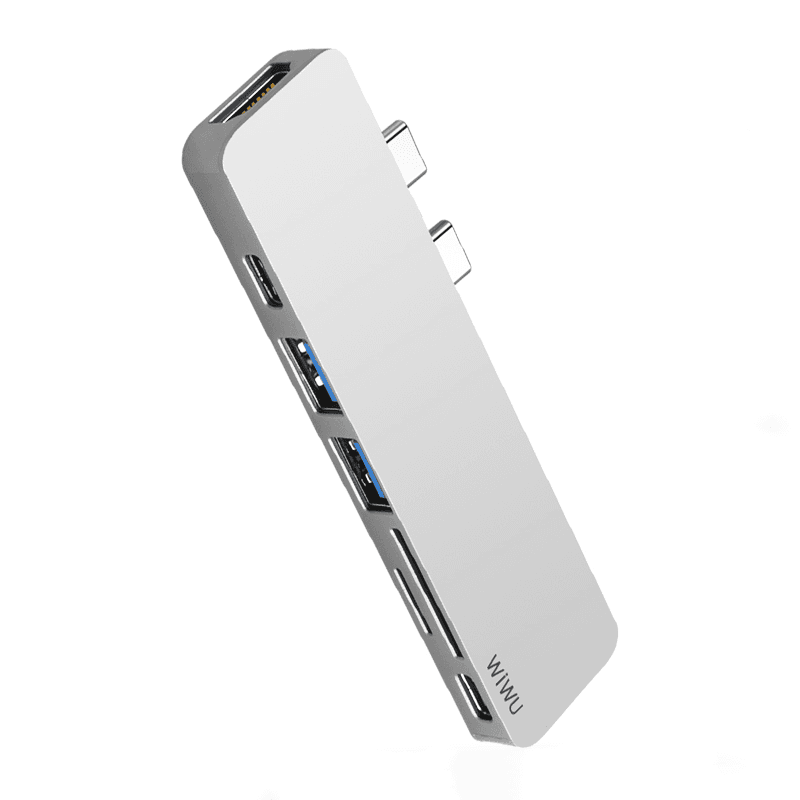 الهاب WIWU T08 USB TYPE-C 7 IN 1 HUB ALUMINUM CASE - GRAY