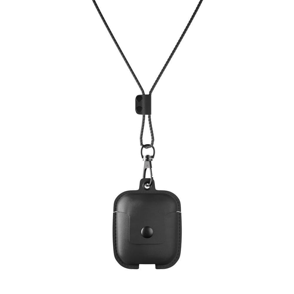 woodcessories airpod leather necklace black