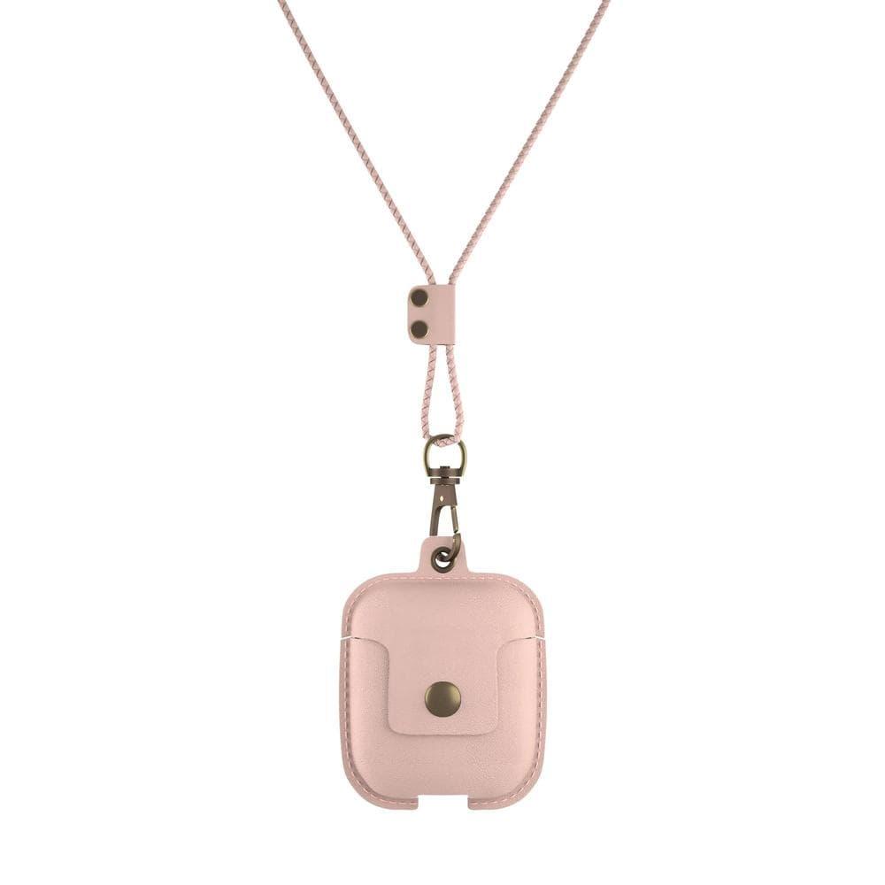 woodcessories airpod leather necklace pink