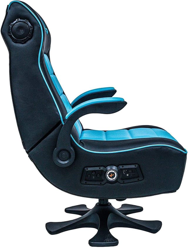 كرسي قمينق هزاز مع نظام صوتي اتصال لاسلكي اسود ازرق اكس روكر X-Rocker - Infiniti 2.1