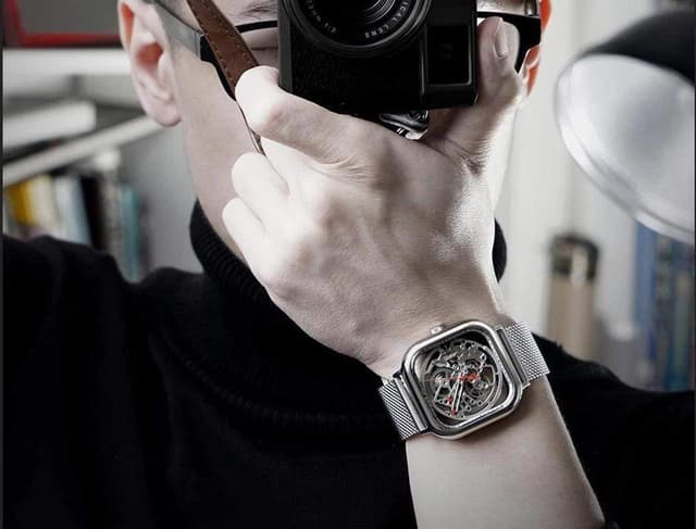 Xiaomi mi ciga design hollowed out automatic mechanical men watch silver