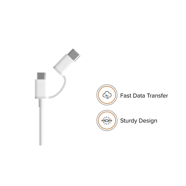Xiaomi mi 2 in 1 usb cable micro usb to type c 100cm white