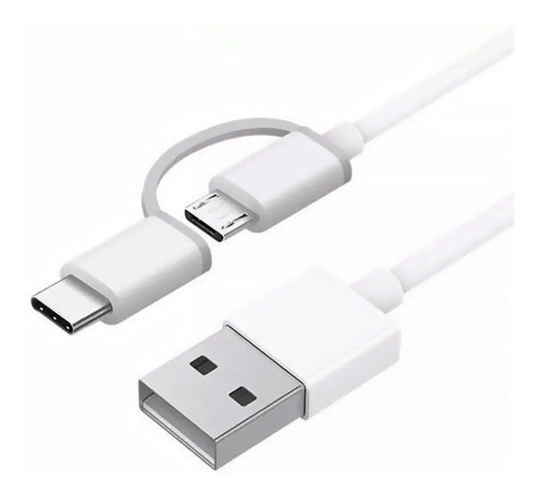 كابل Mi 2 في 1 micro  USB  و Type-c  الأبيض (100 سم) - شاومي