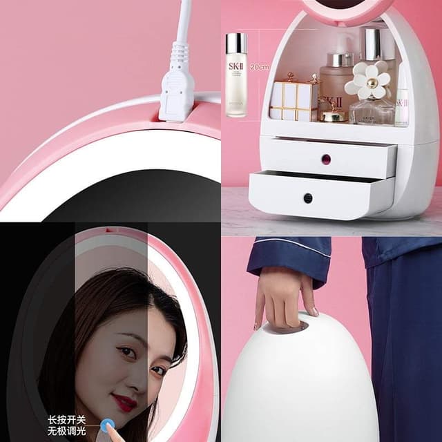 Xiaomi magic box full led mirror makeup box organizer