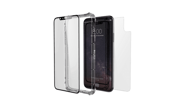 كفر حماية ولاصقة حماية الشاشة لهاتف أيفون اكس/اكس اس 360 درجة ZAGG Invisible Shield Glass Plus Contour 360 Full Body Screen Protector For iPhone XS/X - SW1hZ2U6MzE5Njg=