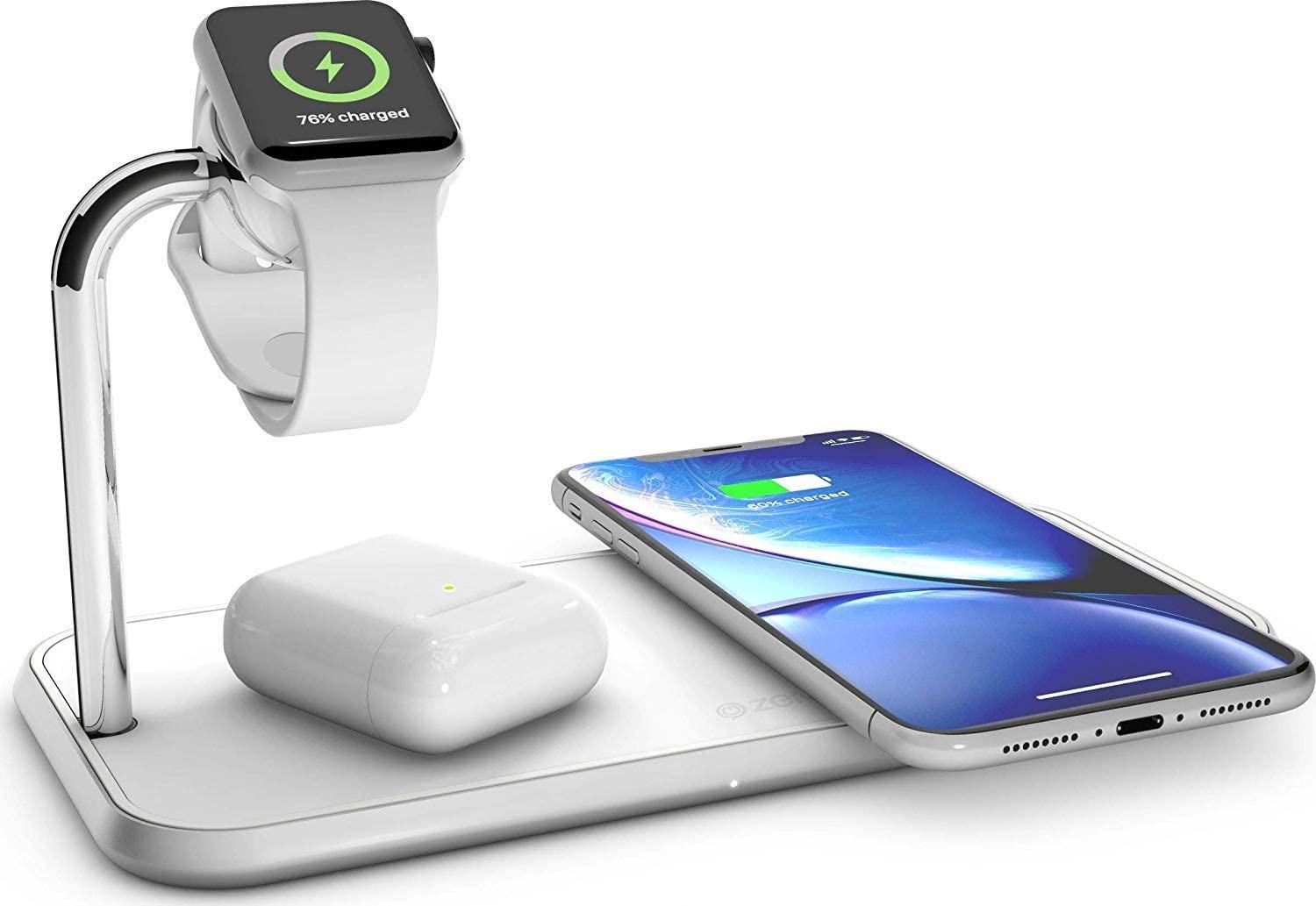 zens dual and watch aluminium wireless charger white