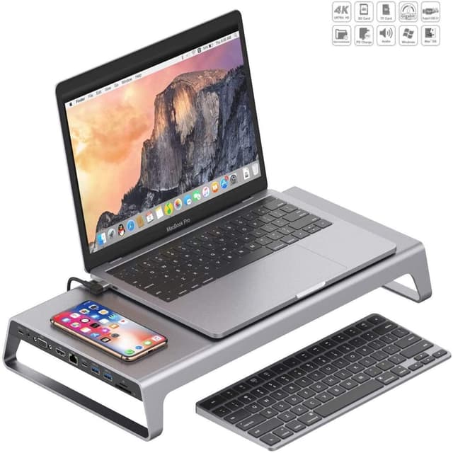 Aeelue Type-C Multi-Function Dock Station USB C HUB Base Multifunction 11 in 1 Hub Wireless Charging for Notebook Laptop MacBook Air/Pro HUB to HDMI/VGA/PD/SD/TF/RJ45/USB 3.0/USB-C Converter