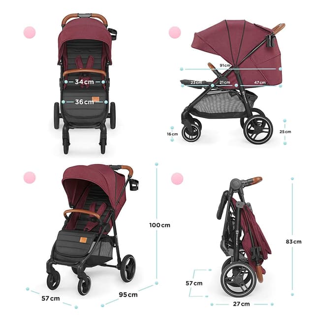 kinderkraft pushchair grande lx burgundy