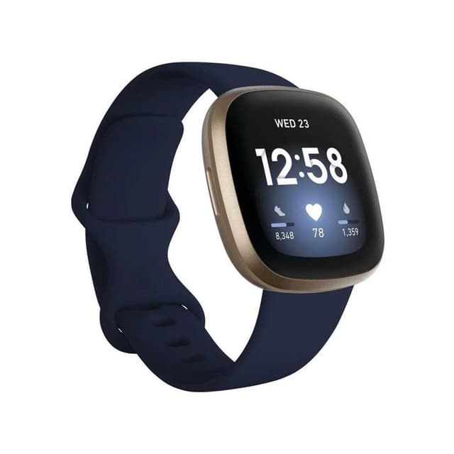 Fitbit Versa 3 Fitness Wristband With Heart Rate Tracker - Midnight/Soft Gold Aluminum