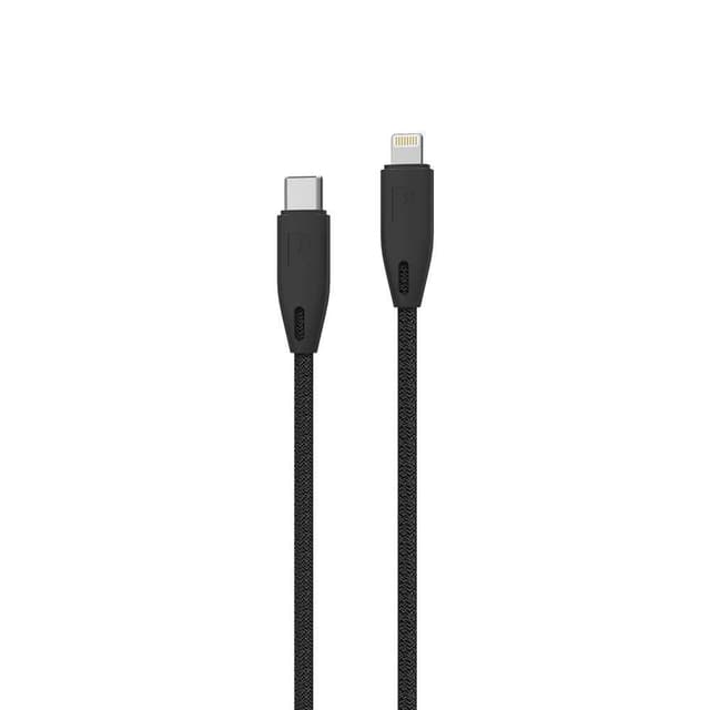 كيبل أيفون Powerology Braided USB-C to Lightning Cable 1.2M - White