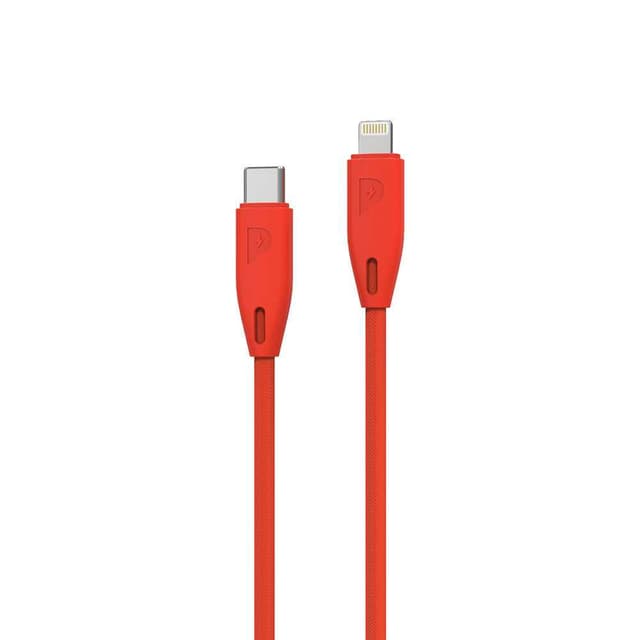 كيبل أيفون Powerology Braided USB-C to Lightning Cable 1.2M - White