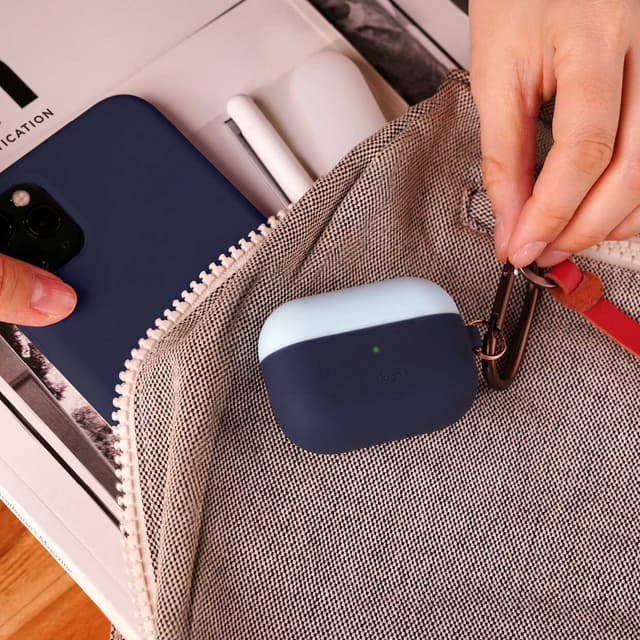 Elago Duo Hang Case For Apple Airpods Pro - Top-Pastel Blue / Nightglow Blue- Bottom-Jean Indigo
