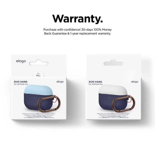 Elago Duo Hang Case For Apple Airpods Pro - Top-Pastel Blue / Nightglow Blue- Bottom-Jean Indigo