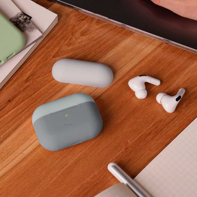 Elago Duo Case For Apple Airpods Pro - Top-Light Gray / Mint- Bottom-Dark Translucent
