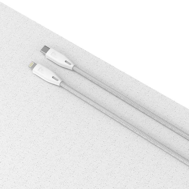 كيبل أيفون Powerology Braided USB-C to Lightning Cable 1.2M - White