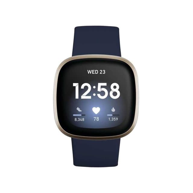 Fitbit Versa 3 Fitness Wristband With Heart Rate Tracker - Midnight/Soft Gold Aluminum