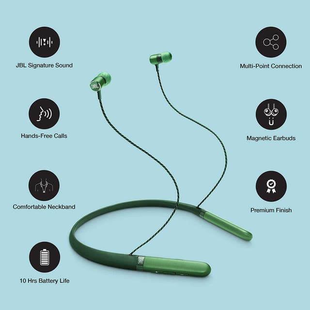 Jbl Live 200bt In-Ear Neckband Wireless Headphone- Green