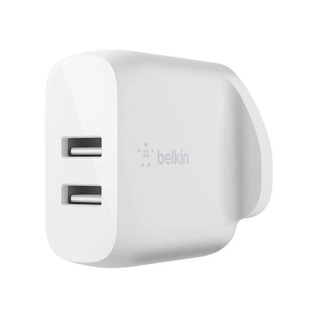 فيش شاحن USB-A بقوة 24 واط وكيبل 1 متر بيلكن Belkin Dual USB-A Wall Charger 24W with USB-A to USB-C Cable 1M - SW1hZ2U6OTMwMDA=