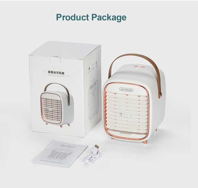 مكيف متنقل صغير 2000 مللي أمبير ومروحة 3 سرعات بيونير Pioneer 3 Fan 2000 MAh Portable Mini Air Cooler