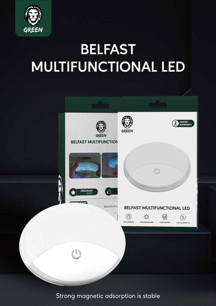 Green Lion Belfast Multifunctional LED, Touch/Switch, Bright White Effect & Blue-Ray, USB Charging - White
