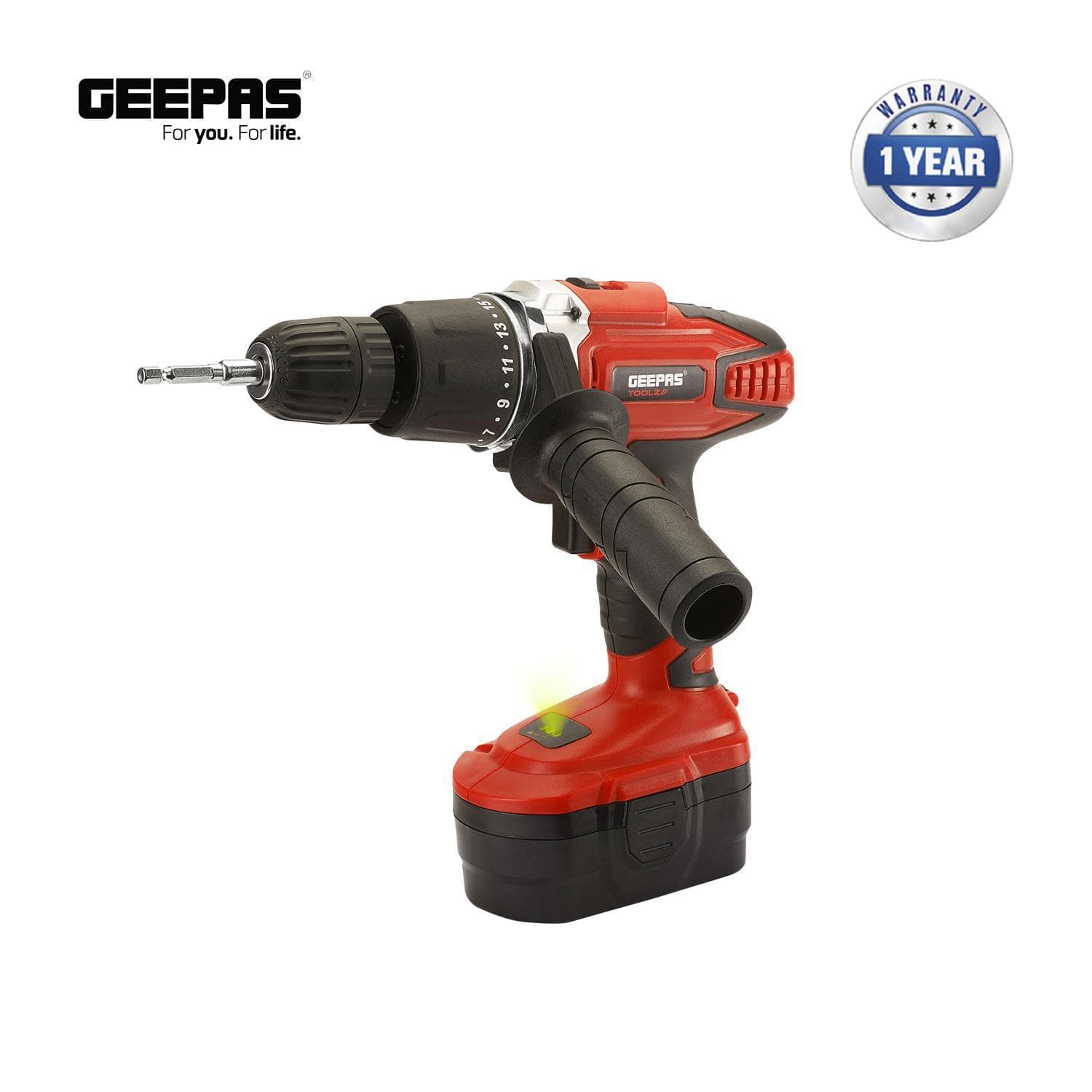 دريل شحن لاسلكي جيباس 18 فولط 550 دورة/ الدقيقة Geepas Hammer Impact Cordless Drill Driver